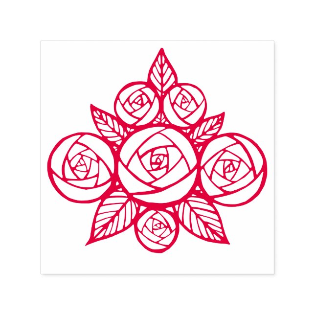 Elegante Rose Blätter Floral Bouquet Permastempel (Design)