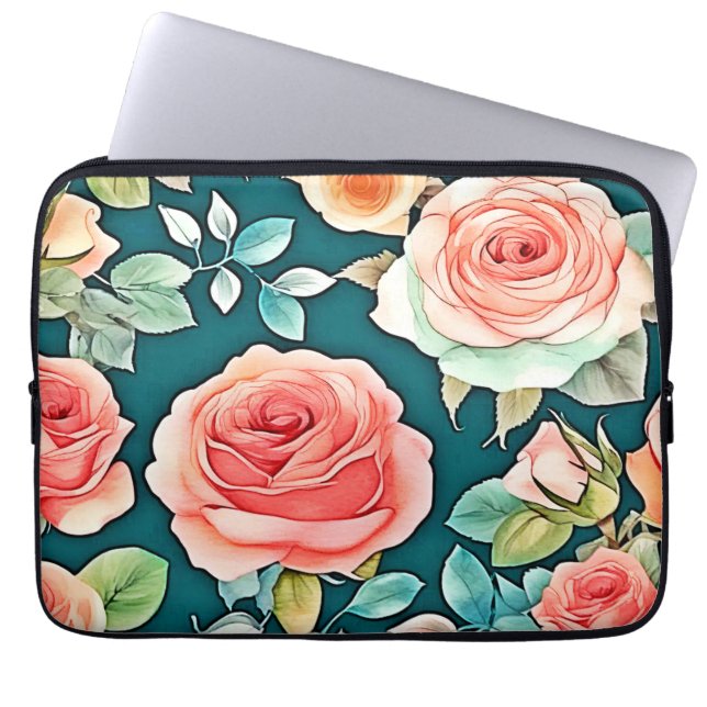 Elegante Rose Bloom Design Laptopschutzhülle (Vorderseite)