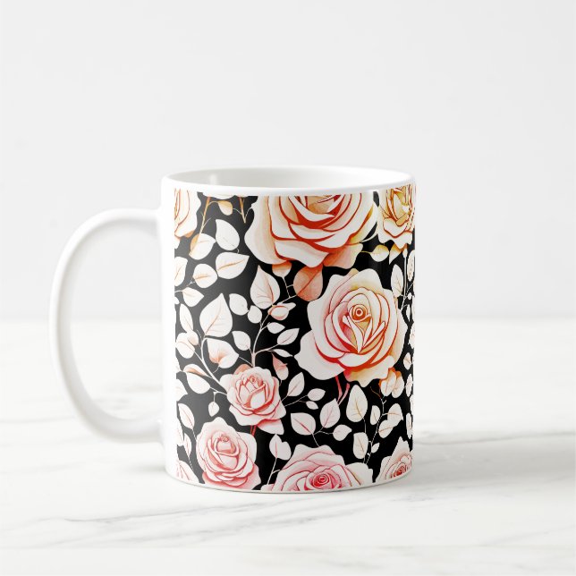 Elegante Rose blüht Kaffeetasse (Links)