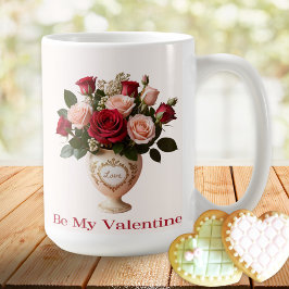 Elegante Rose Blume Blumenrosa Valentinstag Kaffeetasse