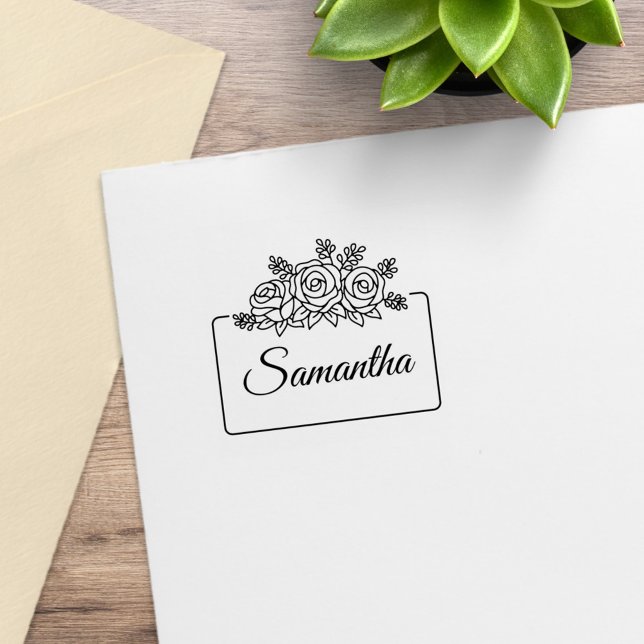 Elegante Rose Blume Bouquet Frame Individuelle Nam Gummistempel (Von Creator hochgeladen)