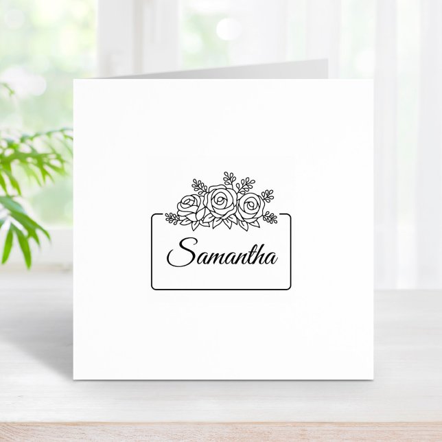 Elegante Rose Blume Bouquet Frame Individuelle Nam Gummistempel (Von Creator hochgeladen)