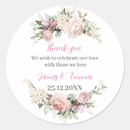 Elegante Rose Blume Custom Wedding Runder Aufkleber