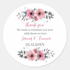 Elegante Rose Blume Custom Wedding Runder Aufkleber
