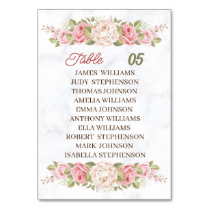 Elegante Rose Blume Personalisiert Hochzeit Tischnummer