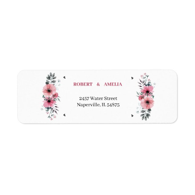Elegante Rose Blume Personalisierte Rücksendeadres (Vorne)