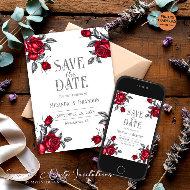 Elegante Rose Blumenhochzeit Speichern Sie die Dat Save The Date (Von Creator hochgeladen)