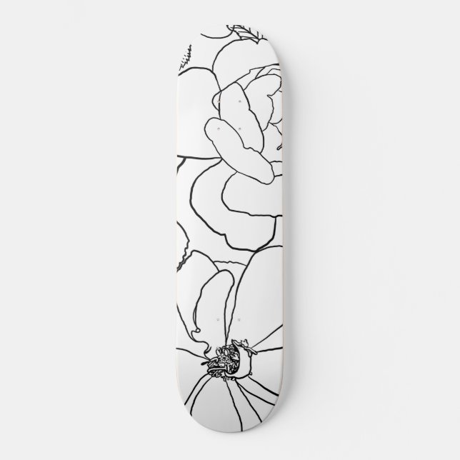 Elegante Rose Blumenlinie Zeichnend Design Skateboard (Vorderseite)