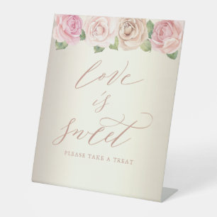 Elegante Rose Blumenzwiebeln Liebe ist süße Hochze Sockelschild