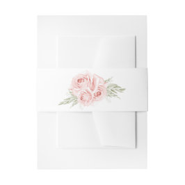 Elegante Rose Blush Pink Bloral Hochzeit Einladung Einladungsbanderole