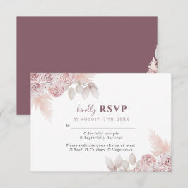 Elegante Rose Blush Pink Floral Wedding RSVP Karte