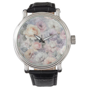 Elegante Rose Blüten Armbanduhr