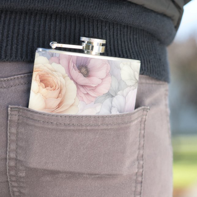 Elegante Rose Blüten Flachmann (Beispiel)