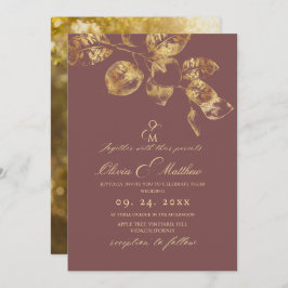 Elegante Rose Brown Pantone Gold Wedding Einladung