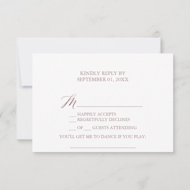 Elegante Rose Calligraphy Song Request RSVP Card Einladung (Rückseite)