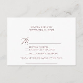 Elegante Rose Calligraphy Song Request RSVP Card Einladung