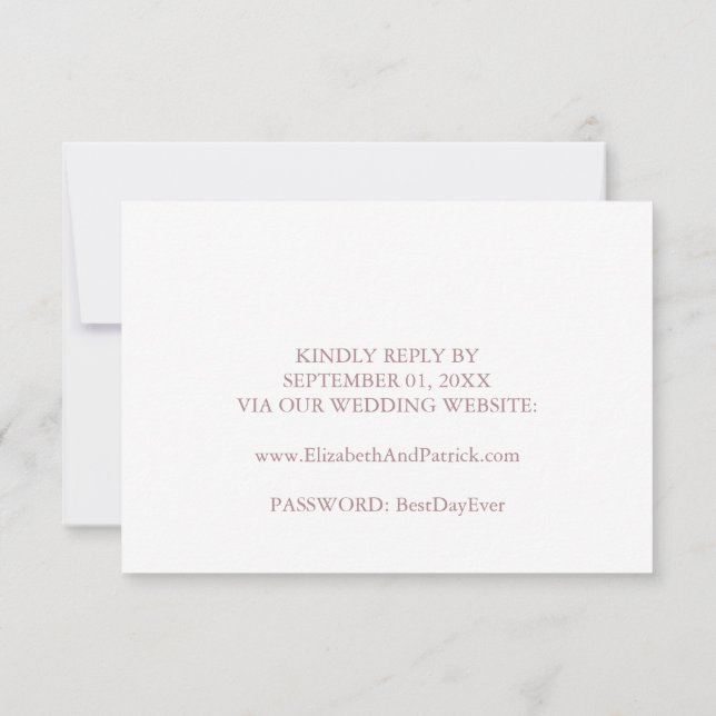 Elegante Rose Calligraphy Wedding Website RSVP Car Einladung (Rückseite)