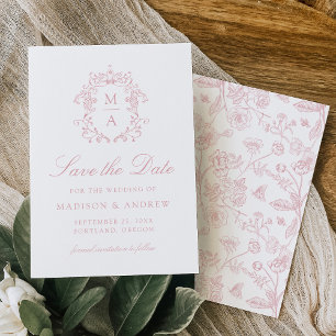 Elegante Rose Chinoiserie viktorianische Blumenele Save The Date