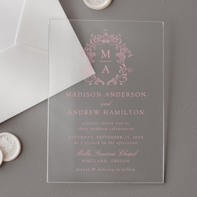 Elegante Rose Chinoiserie Viktorianische Hochzeit Acryleinladungen (Von Creator hochgeladen)