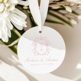 Elegante Rose Chinoiserie Wappen Monogram Wedding Geschenkanhänger