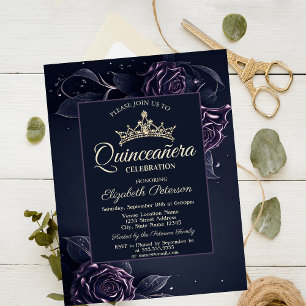Elegante Rose Dark Gothic Quinceañera Einladung