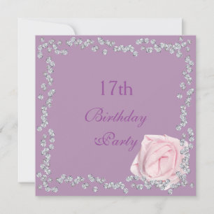 Elegante Rose & Diamonds 17. Geburtstag Einladung