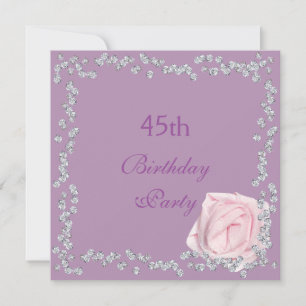 Elegante Rose & Diamonds 45. Geburtstag Einladung