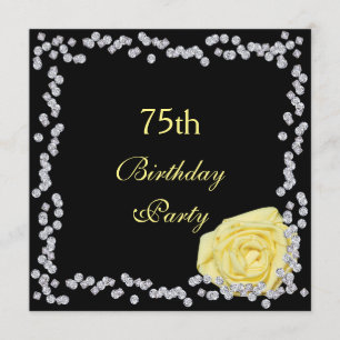 Elegante Rose & Diamonds 75. Geburtstag Einladung