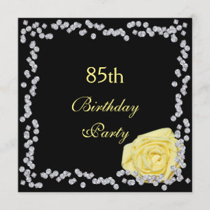Elegante Rose & Diamonds 85. Geburtstag Einladung