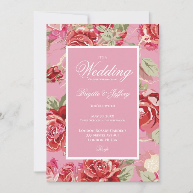 Elegante Rose Einladung (Vorderseite)