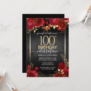 Elegante Rose Einladung zum 100. Geburtstag
