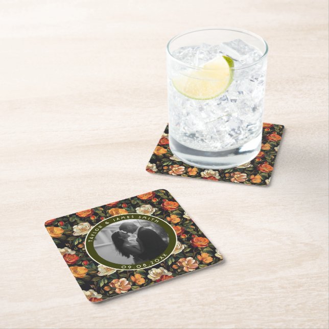 Elegante Rose Extravagant Hochzeit Untersetzer (Vor Ort)