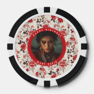 Elegante Rose Floral 40. Geburtstag Pokerchips