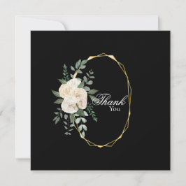 Elegante Rose Floral Black Wedding Dankeschön Kart Dankeskarte