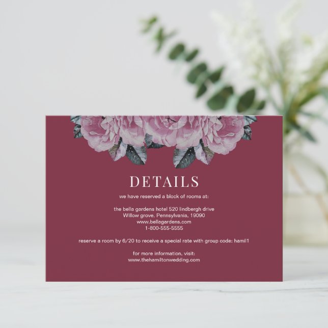 Elegante Rose florale Hochzeitskarte Einladung (Stehend Vorderseite)