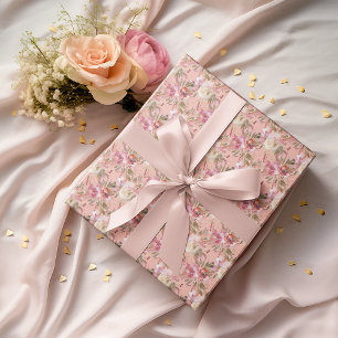 Elegante Rose Florals Rosa Geschenkpapier