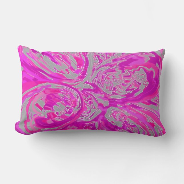 Elegante Rose Fuchsia Gray Design Chic Stilvoll Lendenkissen (Vorderseite)