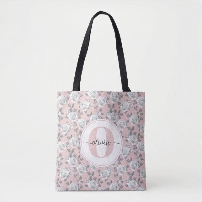 Elegante Rose Garden Monogram Pink (Vorderseite)
