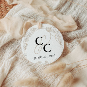 Elegante Rose Garden Trellis Calligraphy Monogram Runder Aufkleber