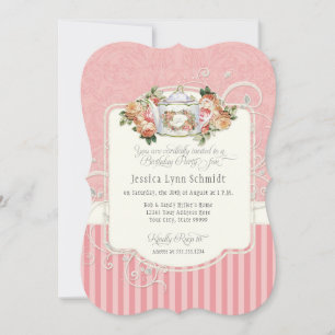 Elegante Rose Geburtstagsparty Tee Party Einladung