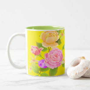 Elegante Rose gelb Zweifarbige Tasse