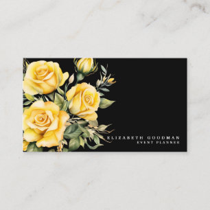 Elegante Rose Gelbe Schwarze Blume Visitenkarten Visitenkarte