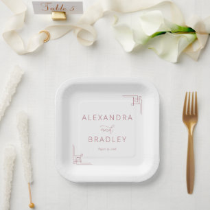 Elegante Rose geometrische Akzente Pappteller