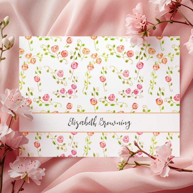 Elegante Rose Girly Personal Stationery (These hand-drawn blush roses can make you feel you are in a Jane Austen novel!)