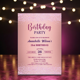 Elegante Rose Glitter Metallic Pink 31. Geburtstag Einladung