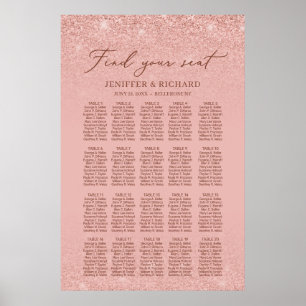 Elegante Rose Gold 20 Tische Hochzeitskarte Poster