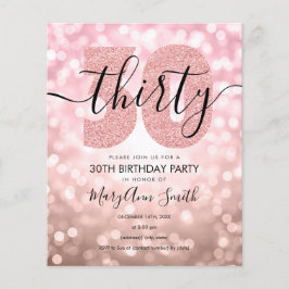 Elegante Rose Gold 30. Geburtstag Party Einladung Flyer