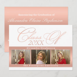 Elegante Rose Gold 3 Foto Abschluss Ankündigung