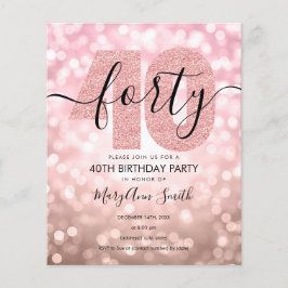 Elegante Rose Gold 40. Geburtstag Party Einladung