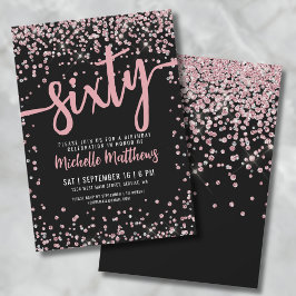 Elegante Rose Gold 60. Geburtstag Einladung